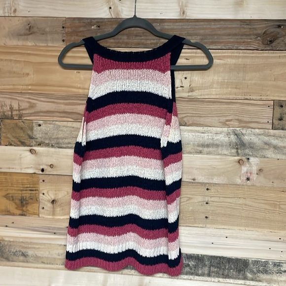 J Crew Size Large Cotton/Polyester Blend Striped Sleeveless Sweater Knit Top - Picture 8 of 8